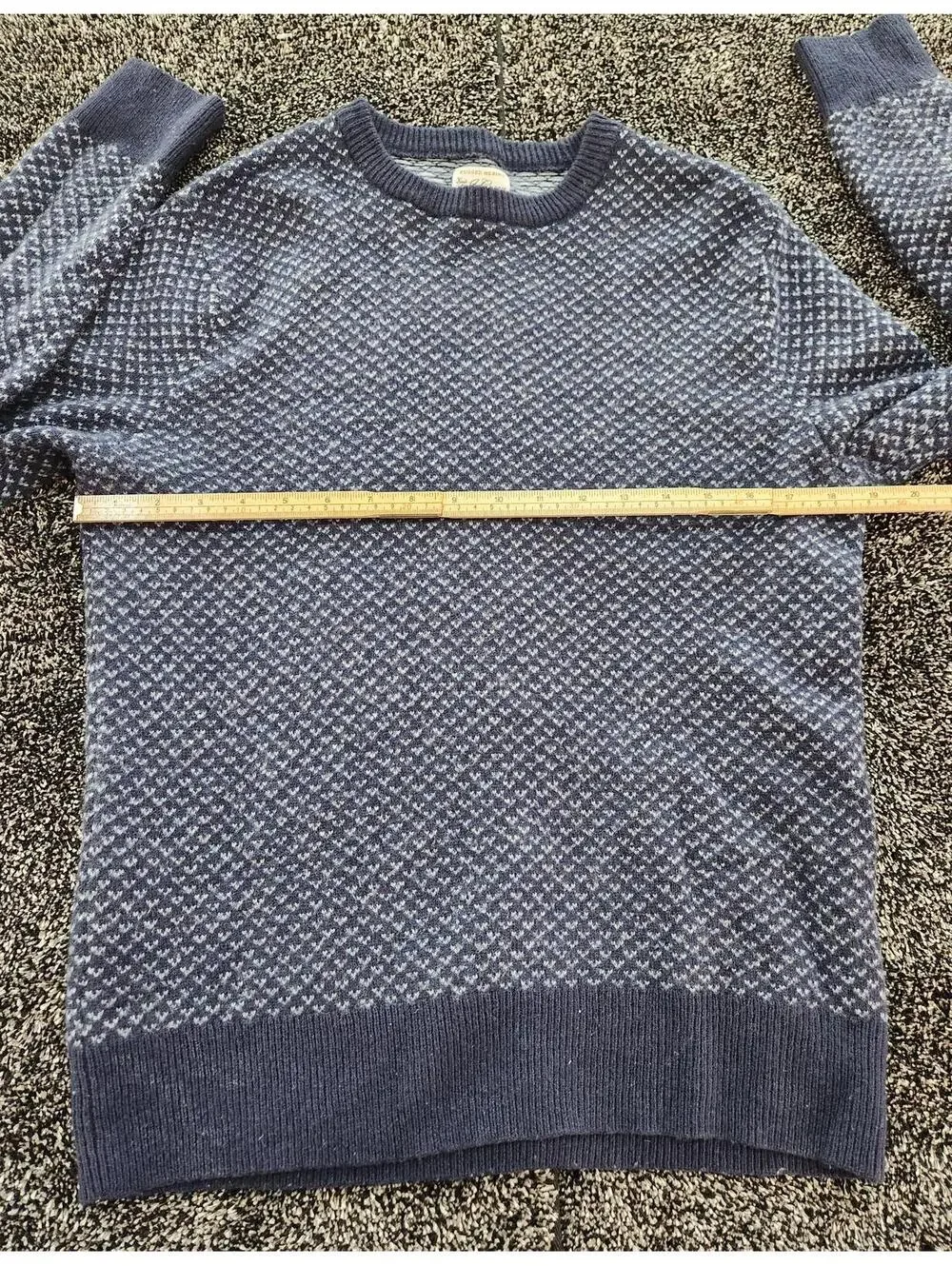 J.CREW Rugged Merino Blend Birdseye Sweater Mens Medium Crewneck Pullover Blue